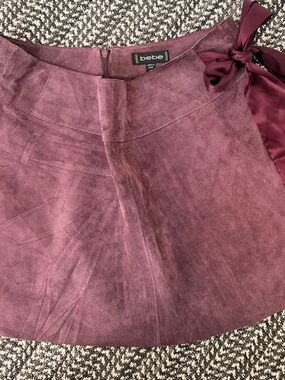 Bebe Women's Suede A-Line Skirt with Side Tie - Mulberry color